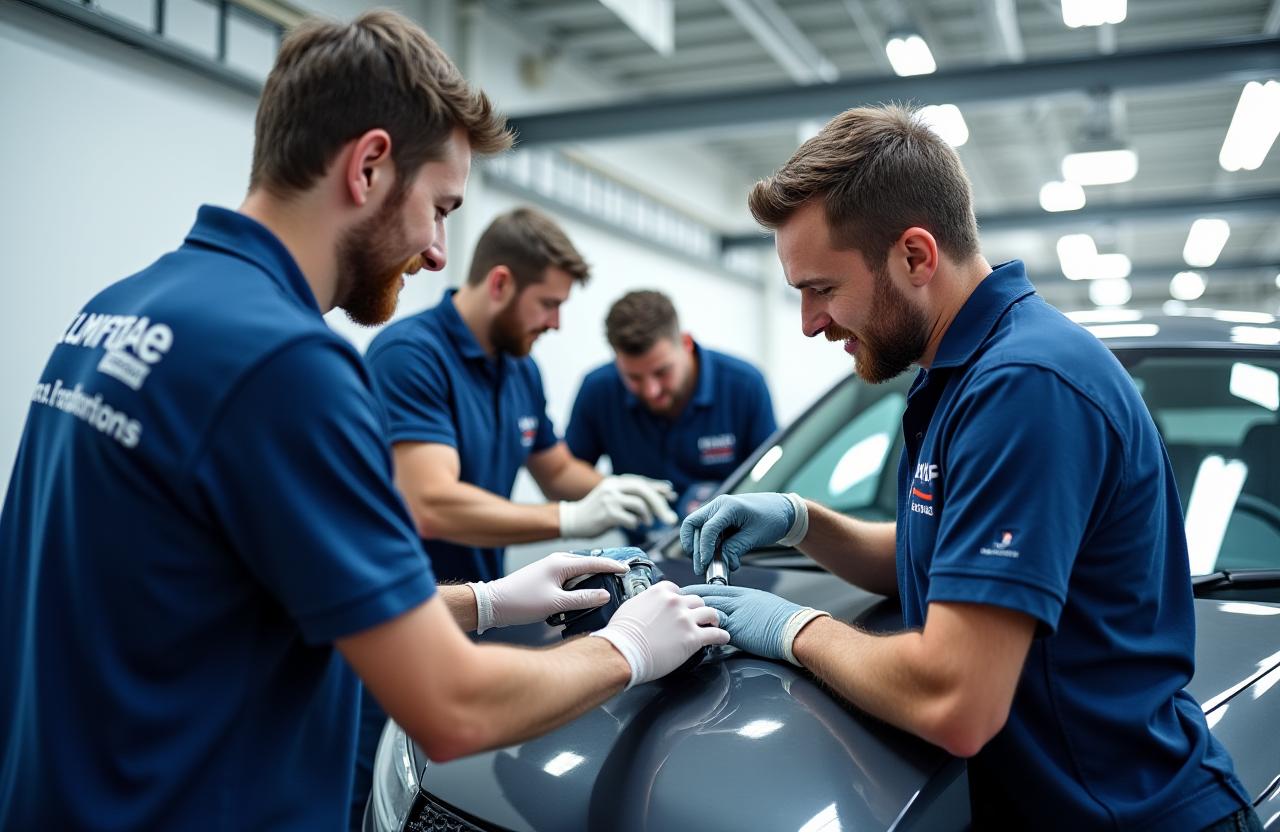 L'équipe de professionnels de LumiRivage au travail dans leur atelier à Lyon